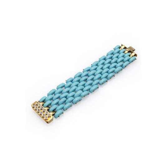 Vintage Band bracelet with turquoise paste segments