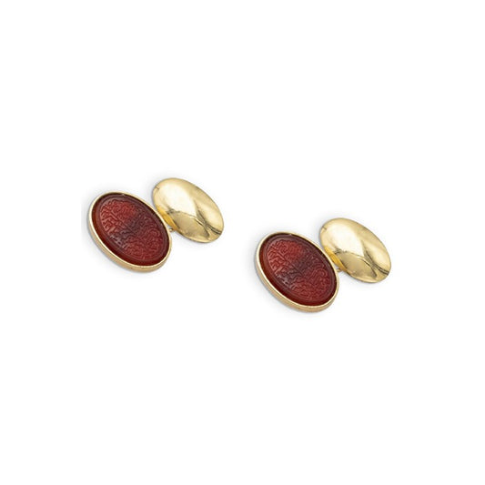 Vintage Cufflinks with Engraved Carnelian