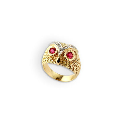 Vintage Yellow gold owl shaped ring
