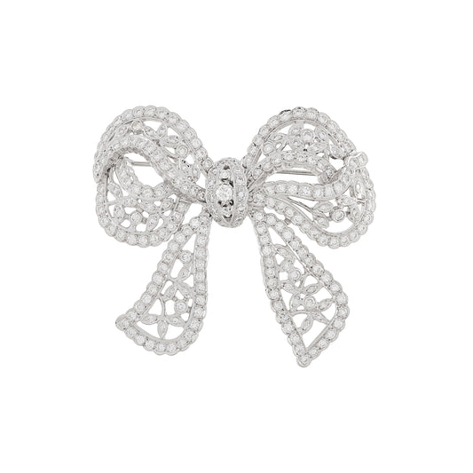 Vintage Bow Diamond Brooch