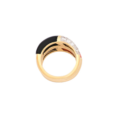 Kutchinsky Onyx and Coral Ring