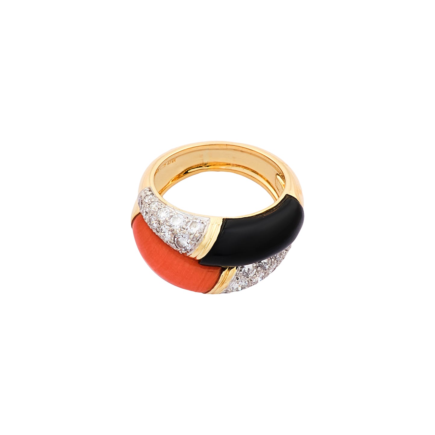 Kutchinsky Onyx and Coral Ring