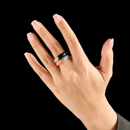 Kutchinsky Onyx and Coral Ring