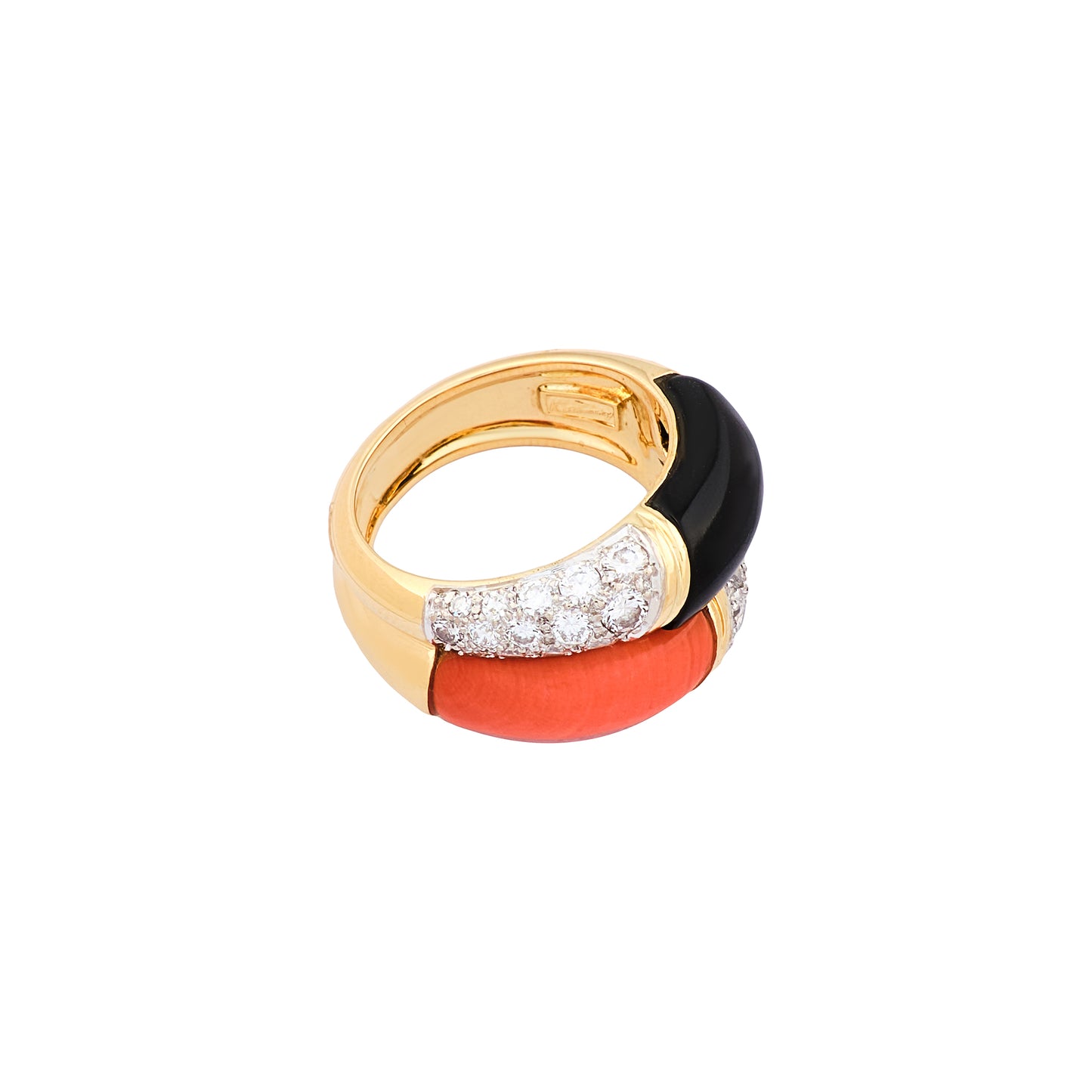 Kutchinsky Onyx and Coral Ring