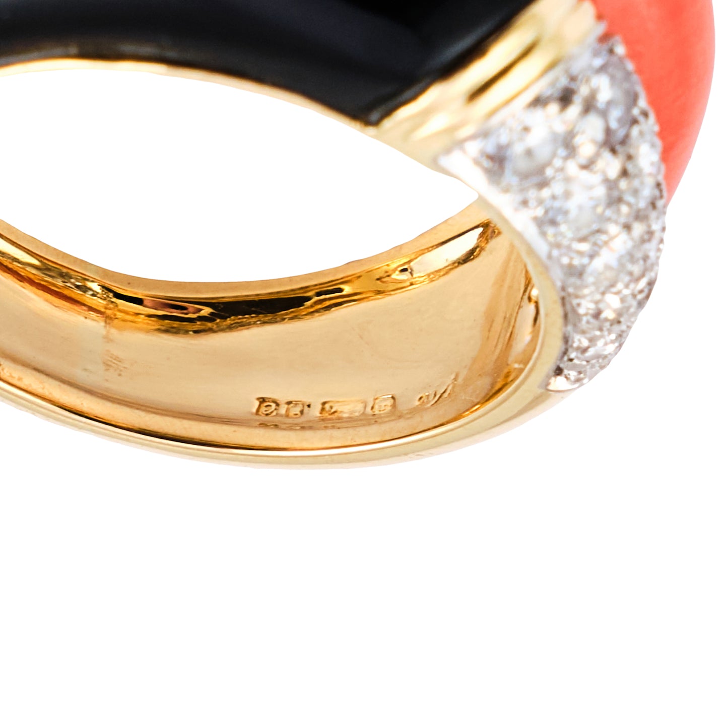 Kutchinsky Onyx and Coral Ring