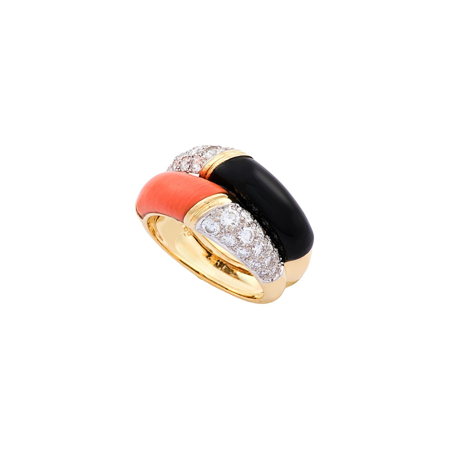 Kutchinsky Onyx and Coral Ring