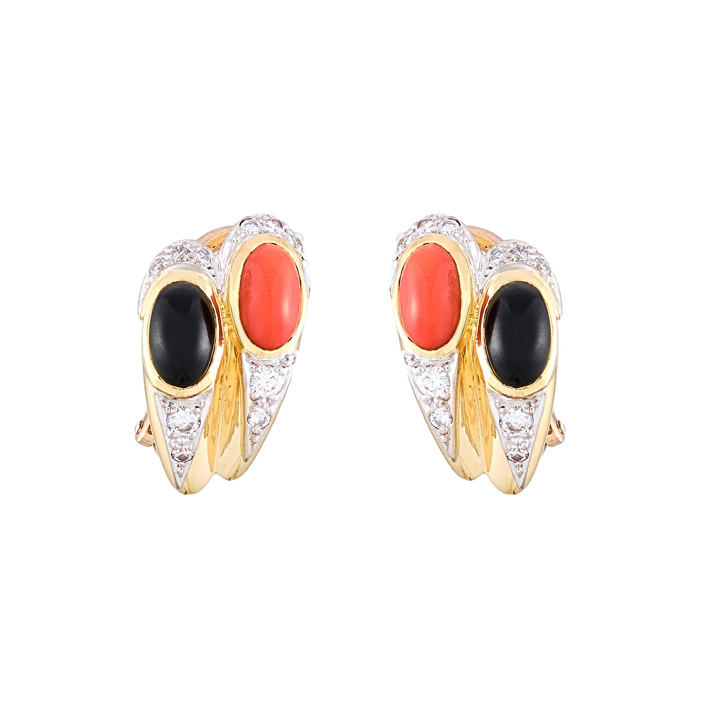 Kutchinsky Onyx and Coral Earrings