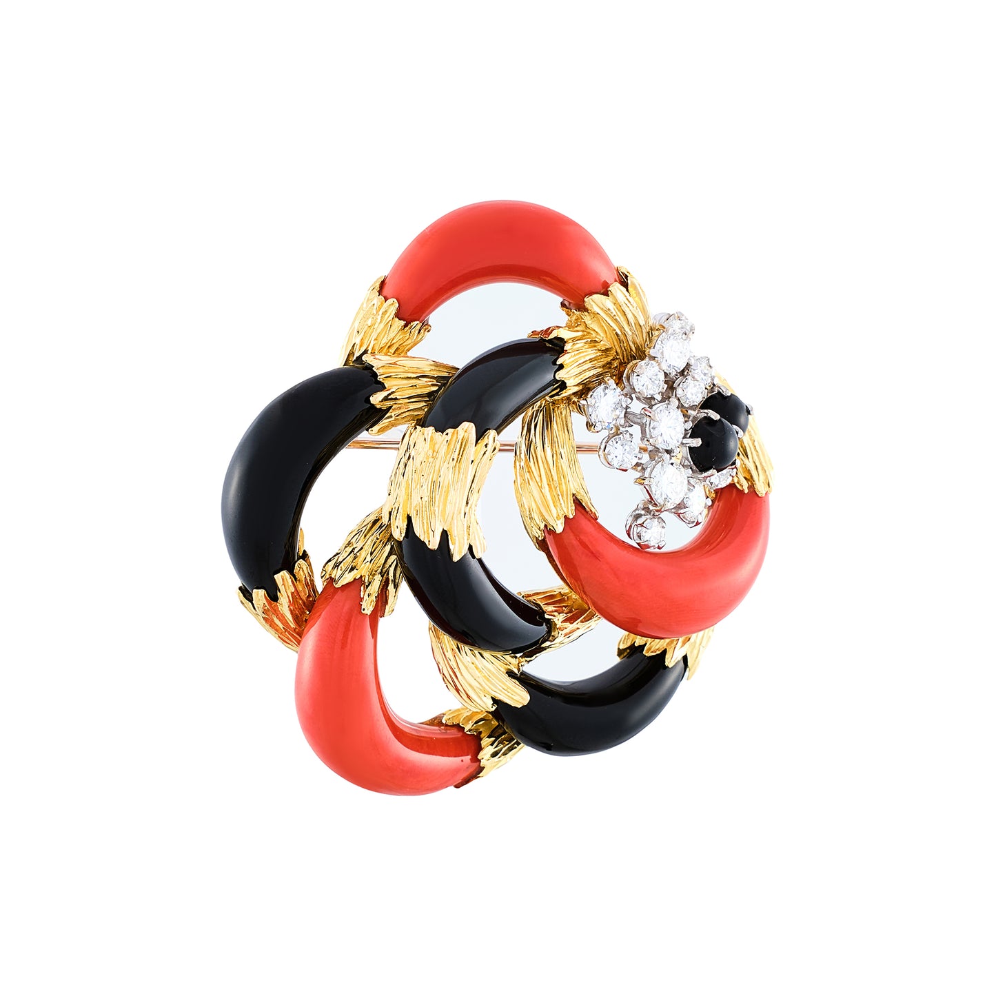 Kutchinsky Onyx and Coral Brooch