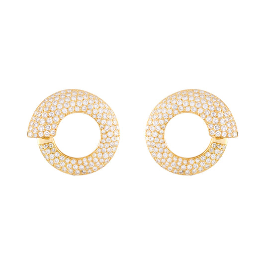 Vintage French "Volutes" Diamond Earrings