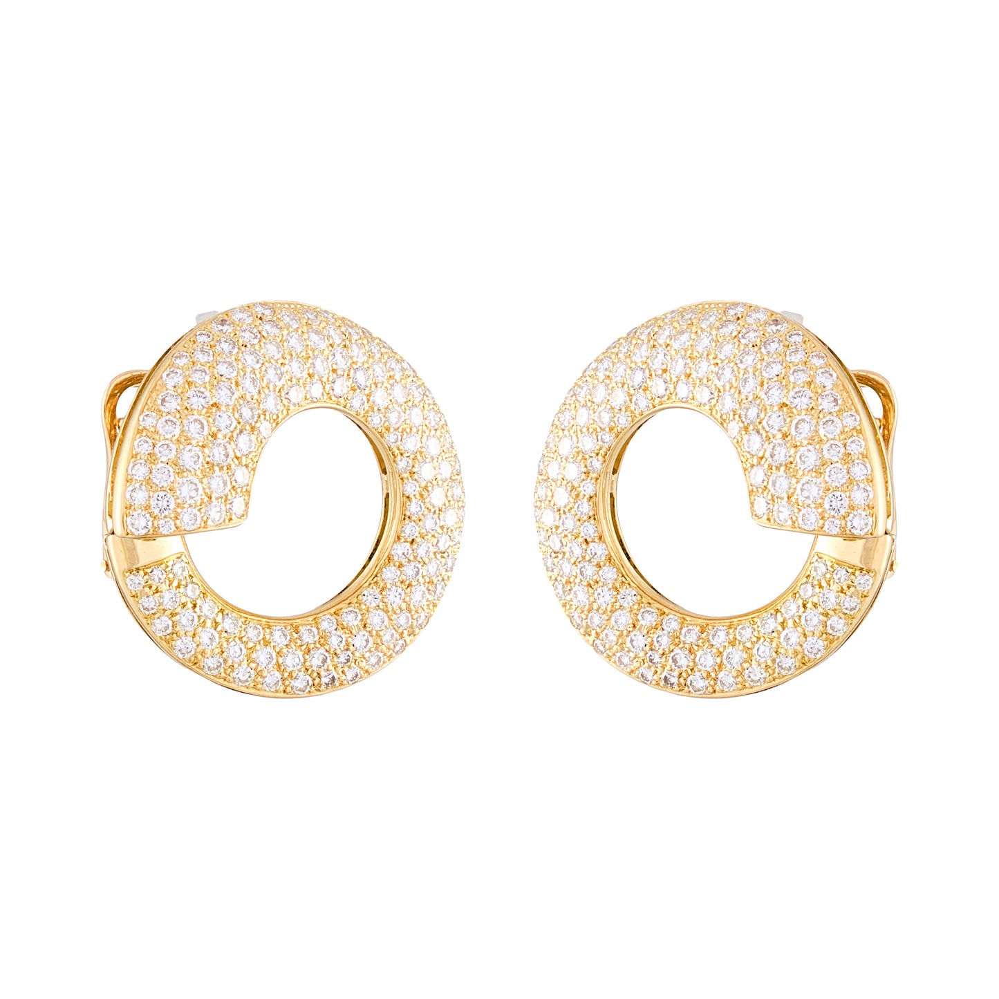 Vintage French "Volutes" Diamond Earrings