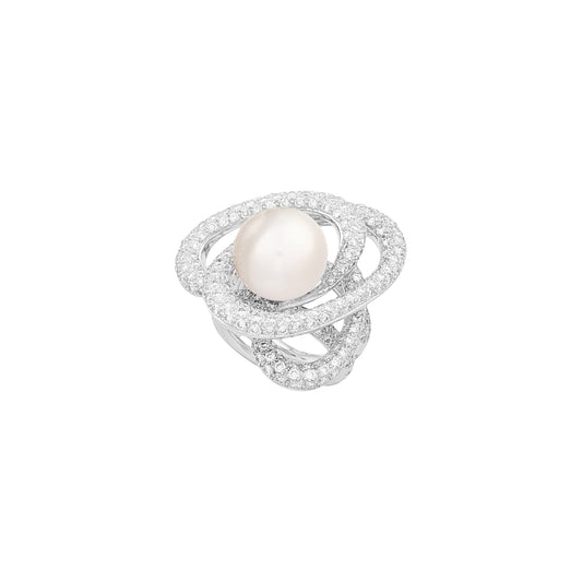 Vintage French "whirlwind" Pearl Ring