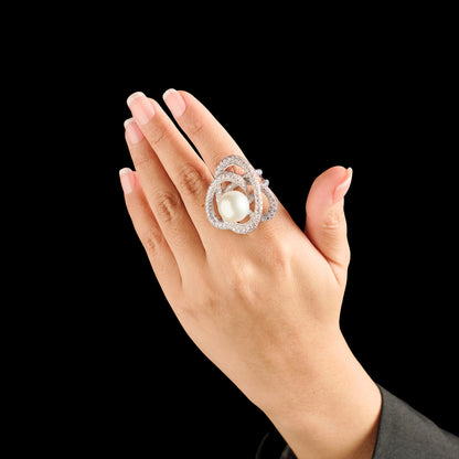 Vintage French "whirlwind" Pearl Ring