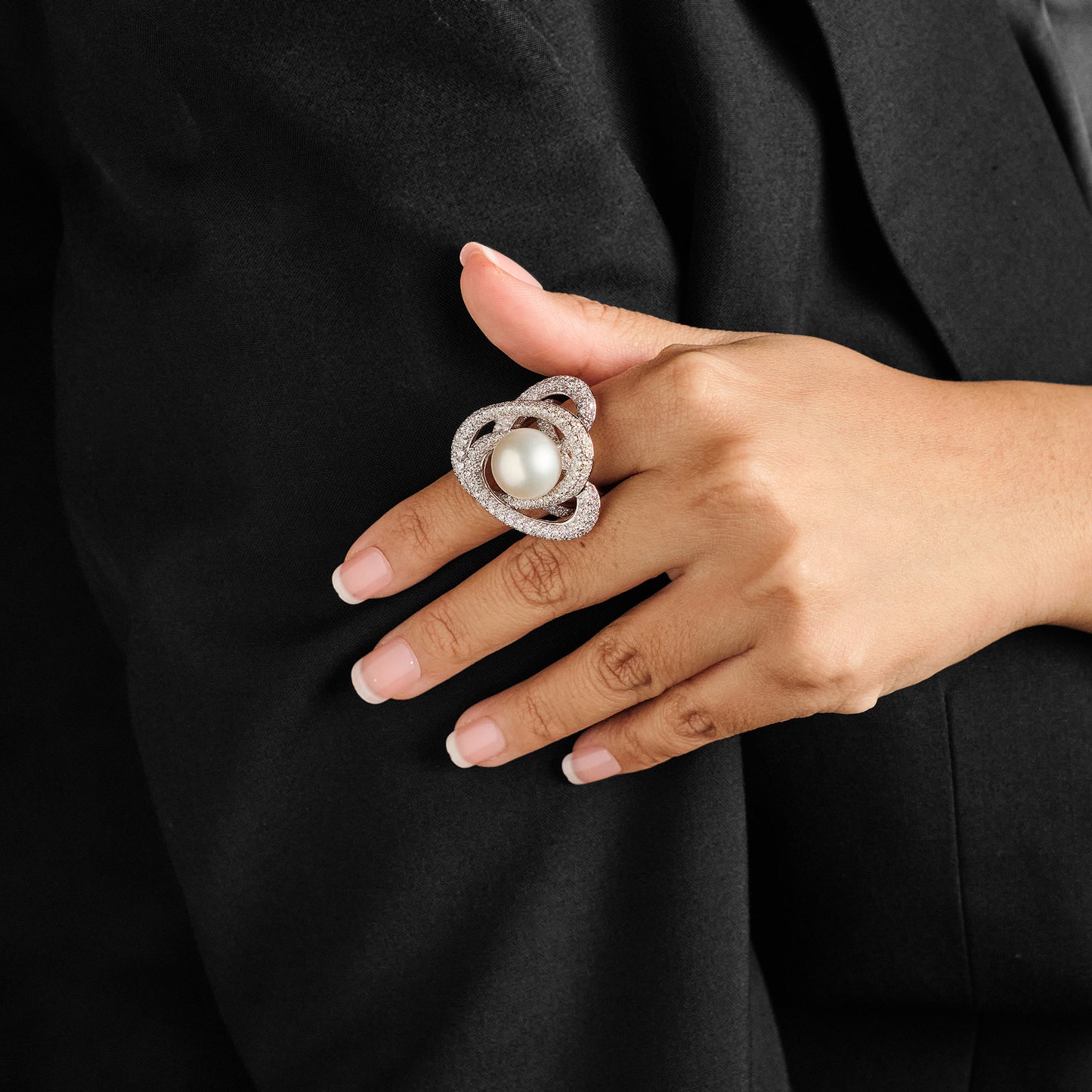 Vintage French "whirlwind" Pearl Ring