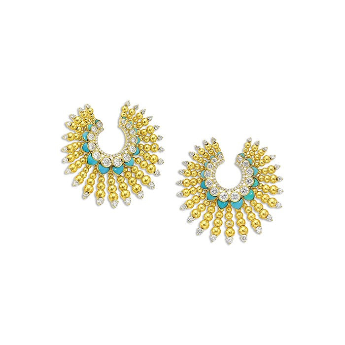 Vintage Turquoise Fan Earrings