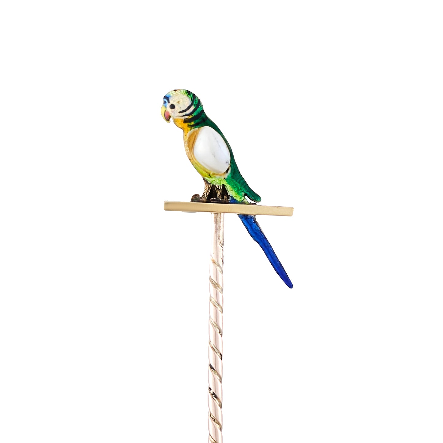 Antique Enamel Parrot Stick Pin