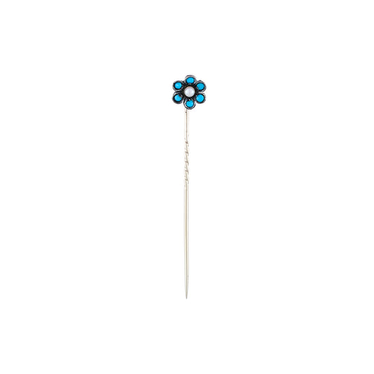 Antique Turquoise Flower Stick Pin