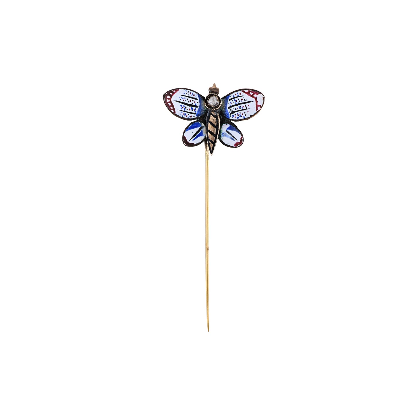 Antique Enamel Butterfly Stick Pin