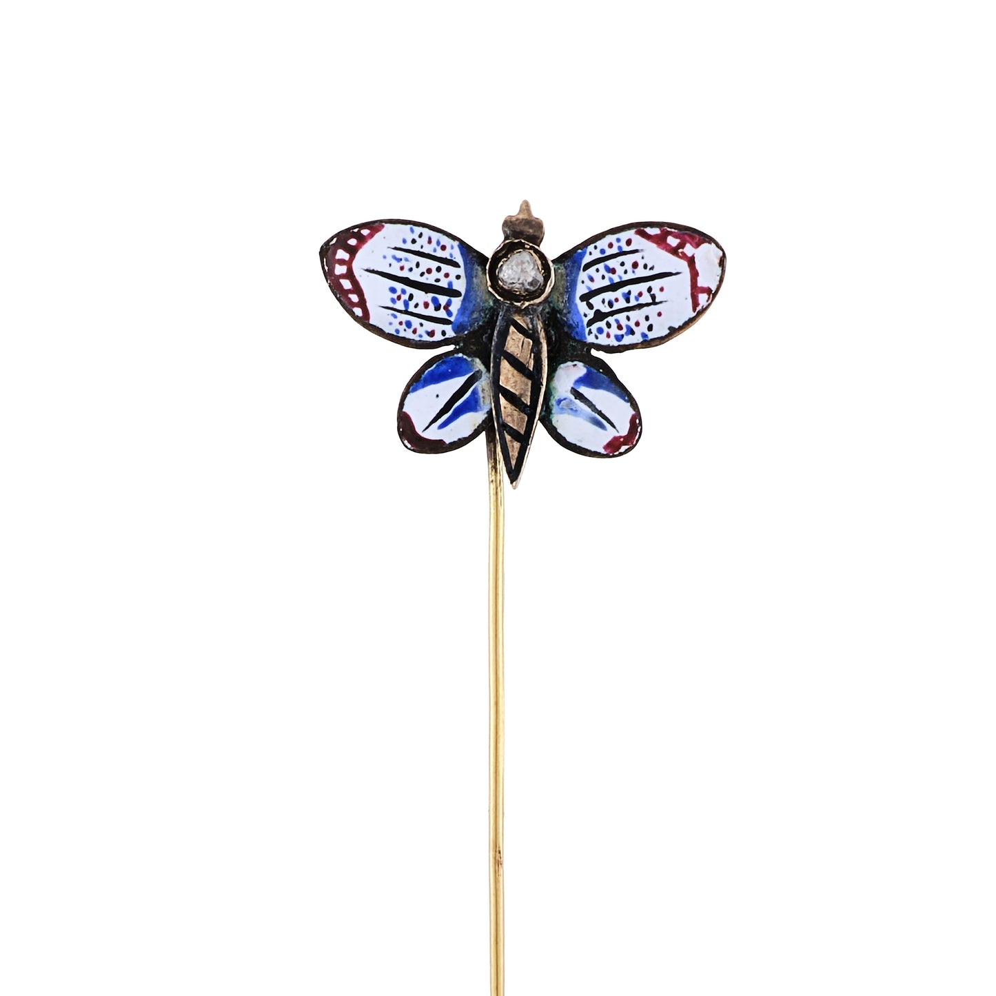 Antique Enamel Butterfly Stick Pin