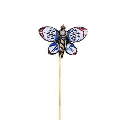 Antique Enamel Butterfly Stick Pin