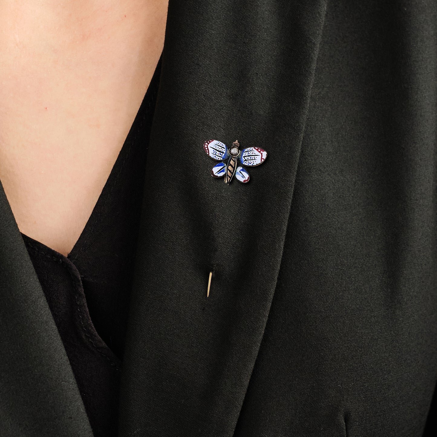 Antique Enamel Butterfly Stick Pin