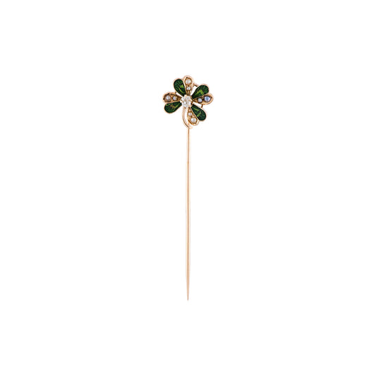Antique Enamel Flower Stick Pin