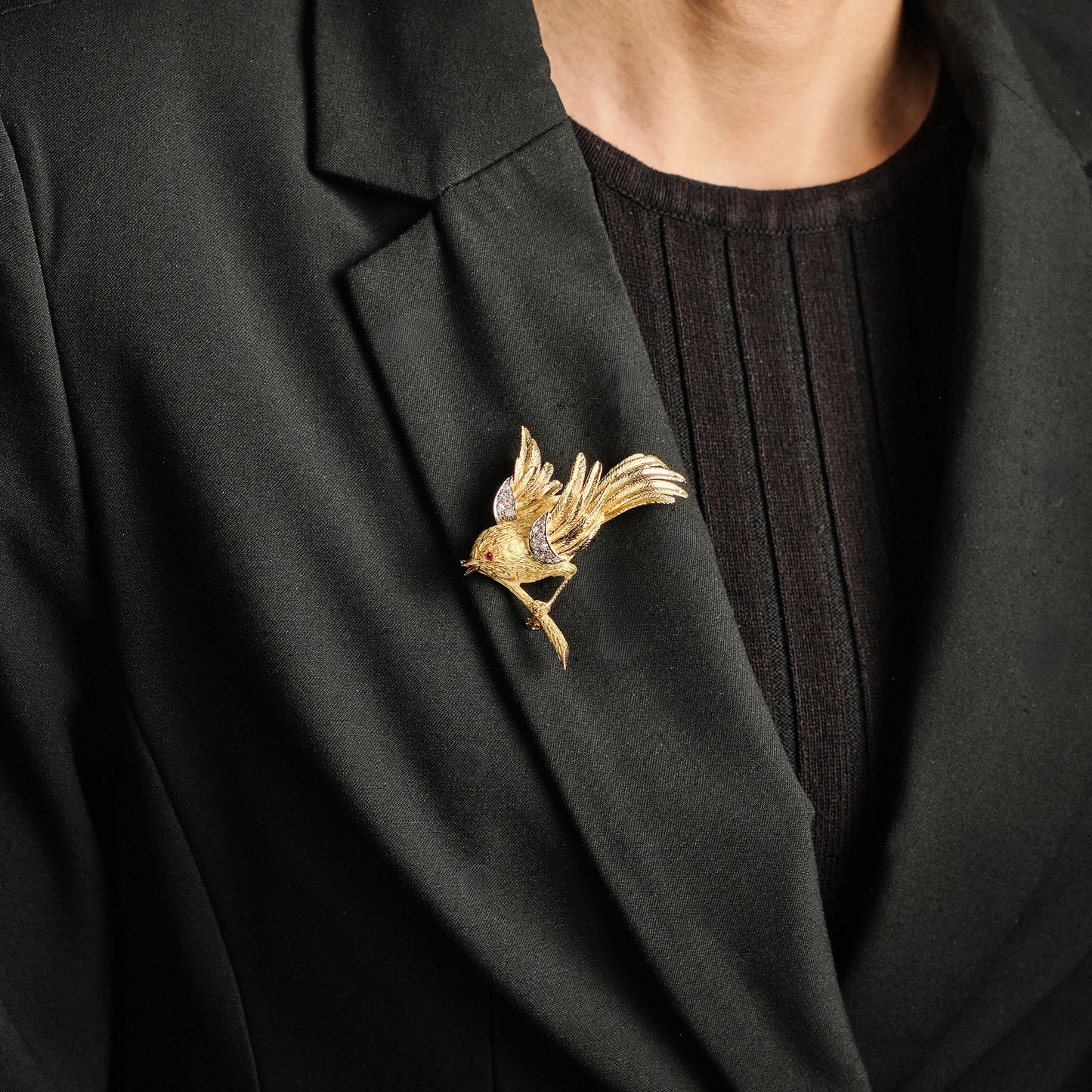 Vintage Bird on Branch Brooch