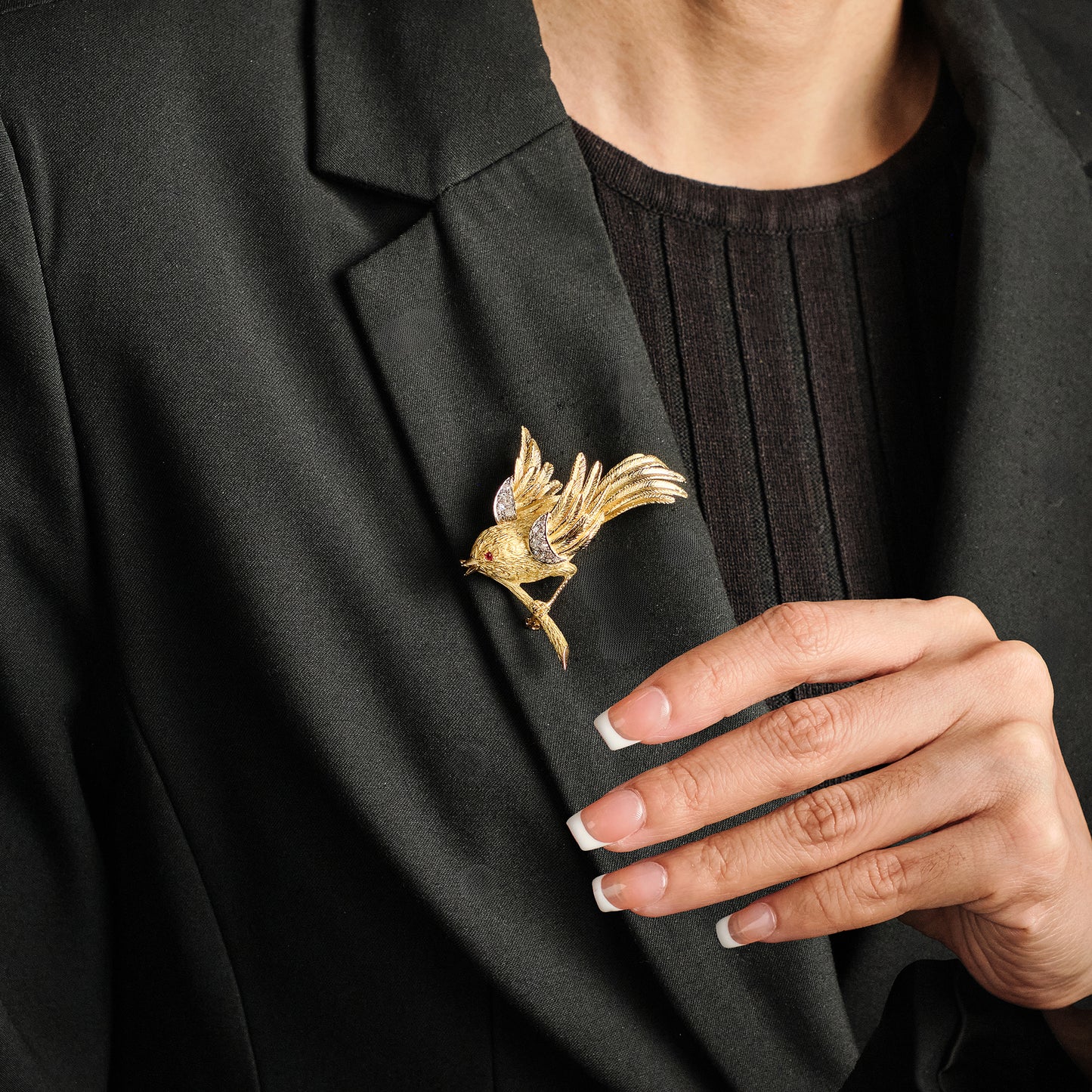 Vintage Bird on Branch Brooch