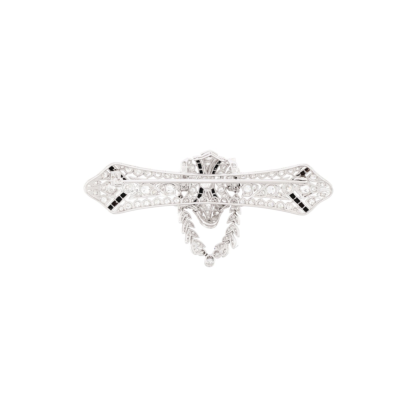 Art Deco Diamond and Chalcedony Brooch