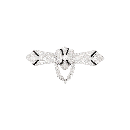 Art Deco Diamond and Sapphire Brooch
