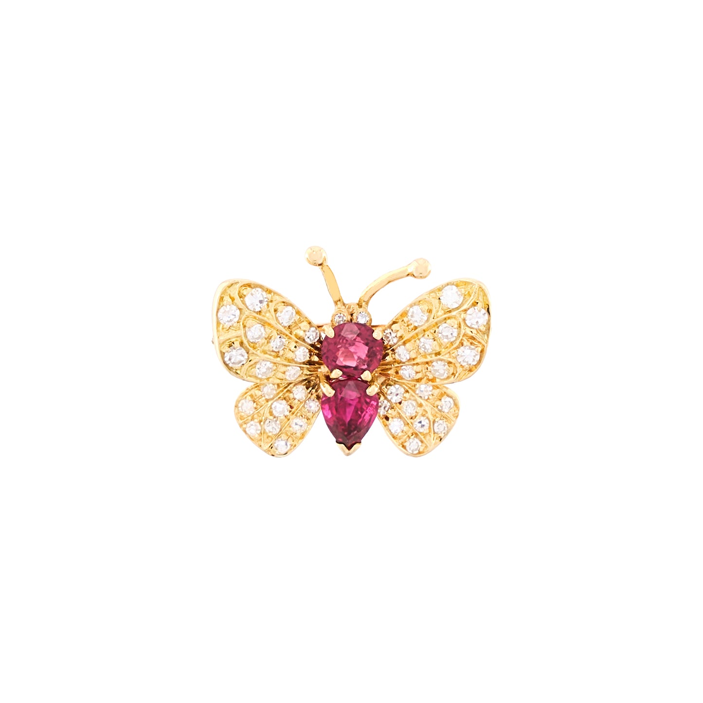 Vintage Ruby Butterfly Brooch