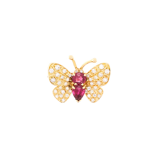 Vintage Ruby Butterfly Brooch