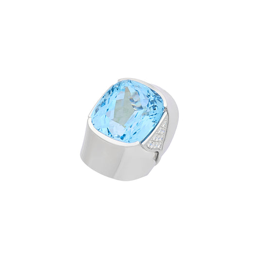 Aquamarine Diamond Ring