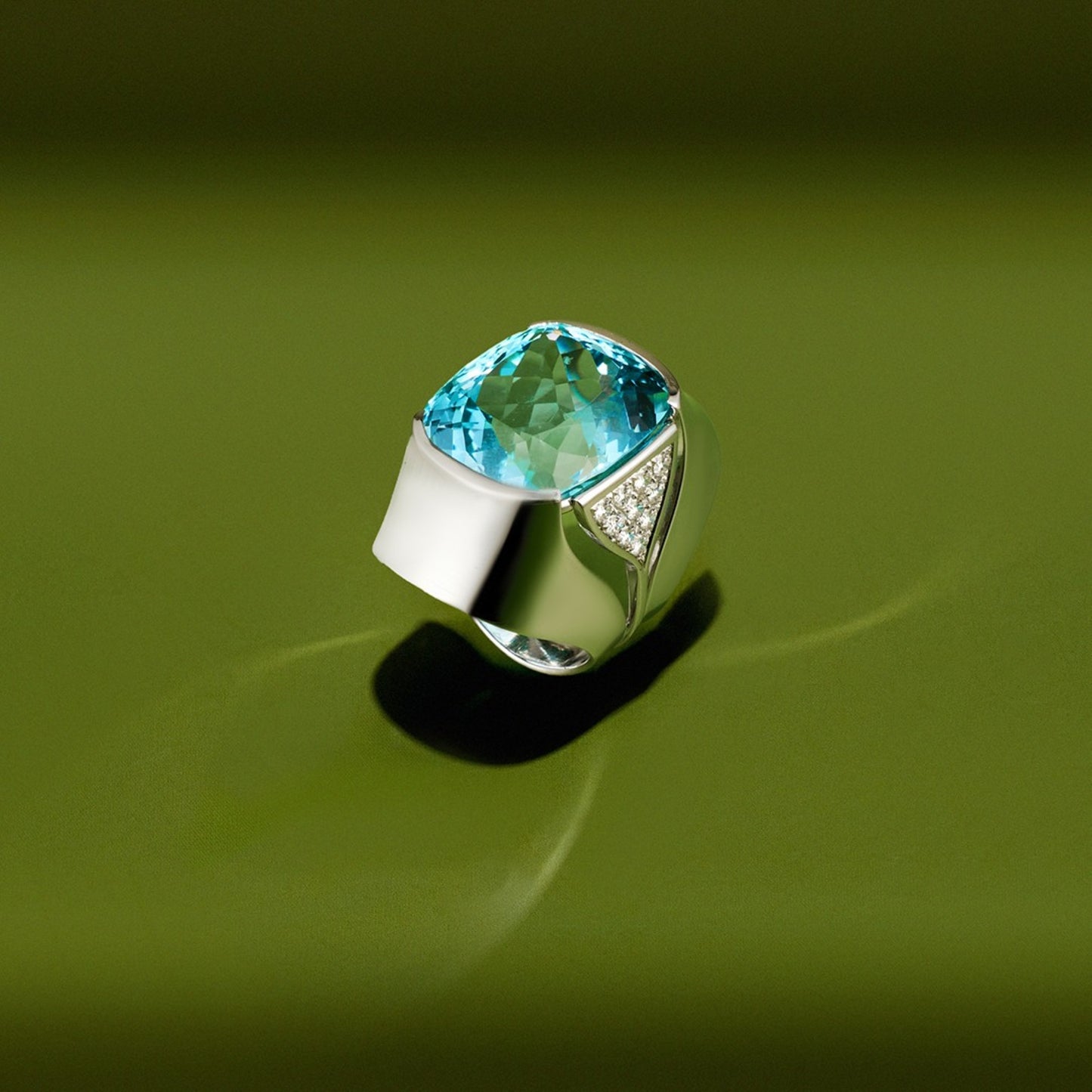 Aquamarine Diamond Ring