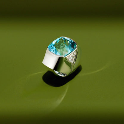 Aquamarine Diamond Ring