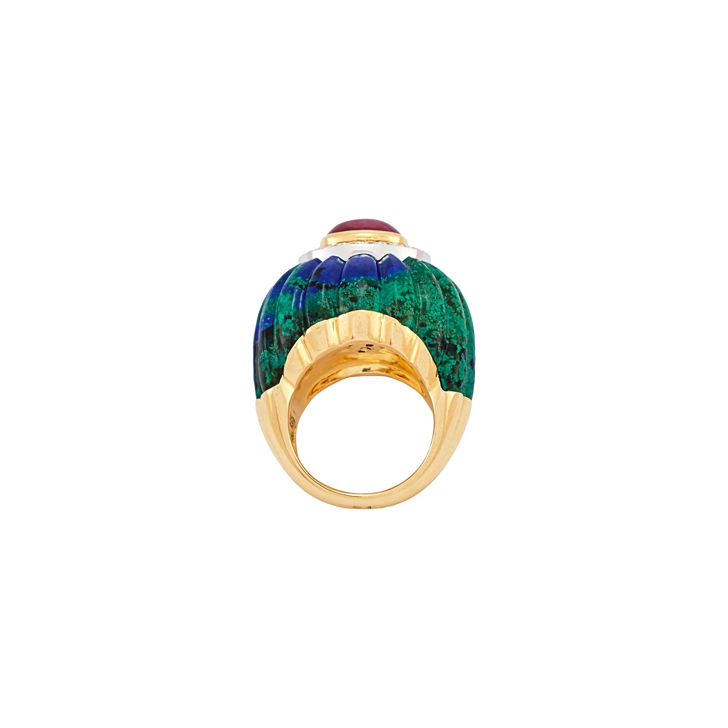 David Webb Azurmalachite and Ruby Ring