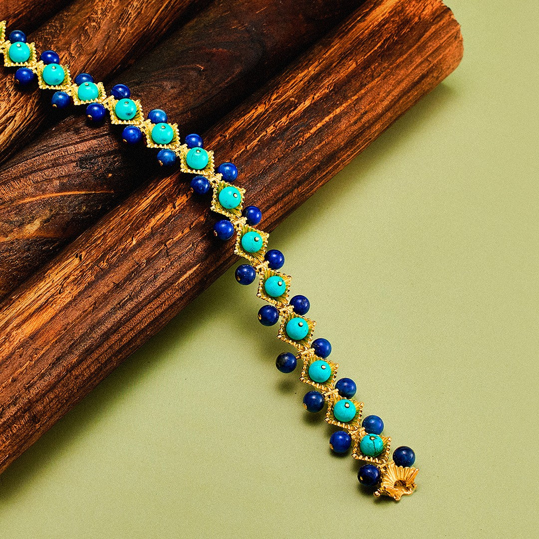 Vintage Turquoise and Lapis Lazuli Bracelet