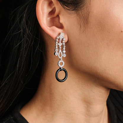 Vintage Onyx and Diamond Earrings