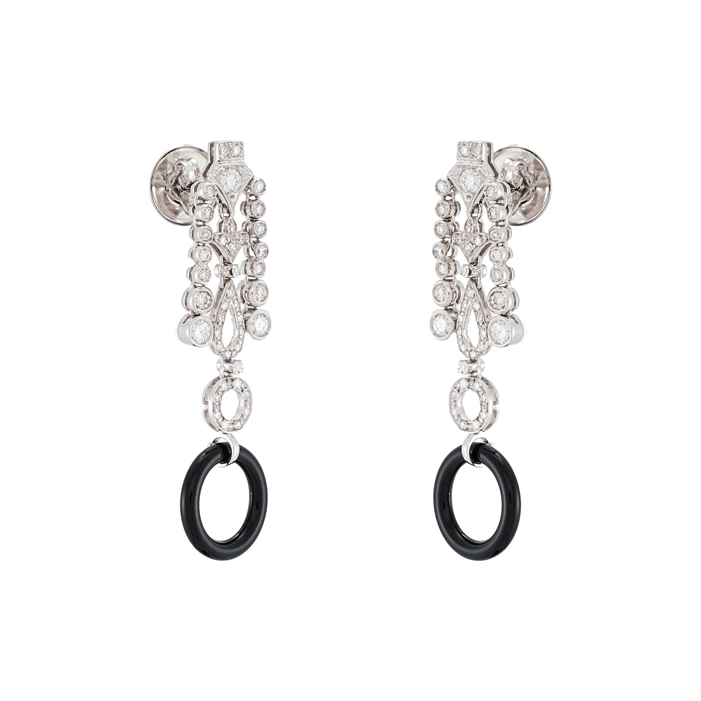 Vintage Onyx and Diamond Earrings