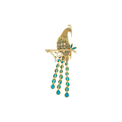 Vintage Turquoise Peacock Brooch