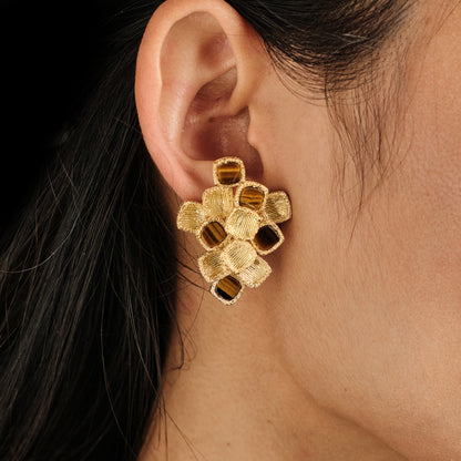 Vintage French Tiger's Eye Earrings