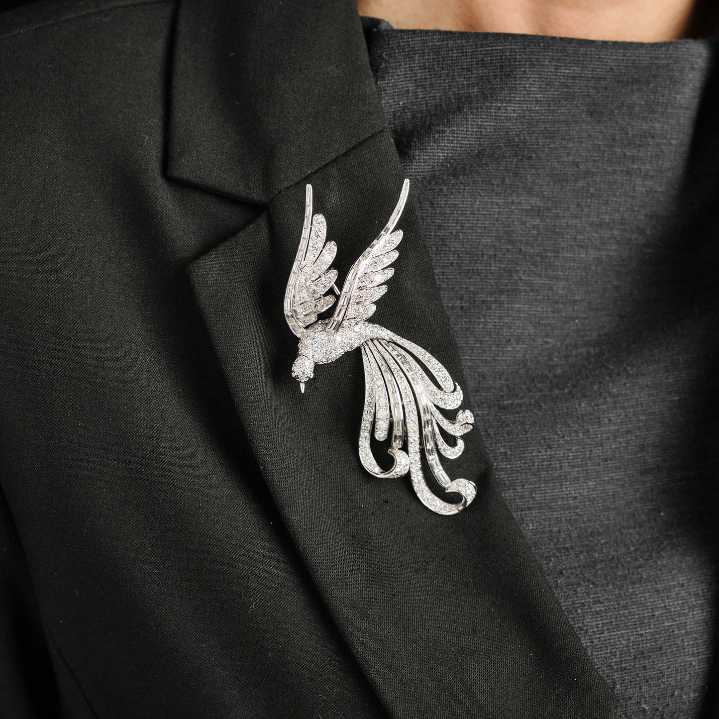 Vintage Bird of Paradise Diamond Brooch