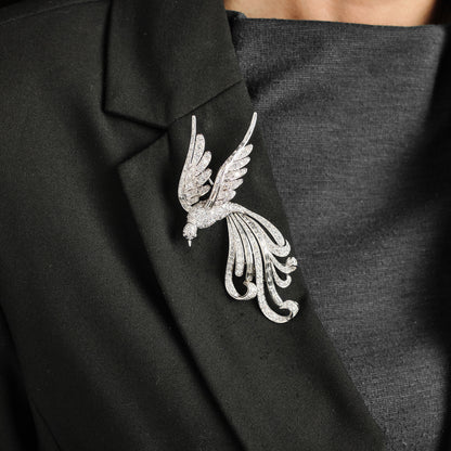 Vintage Bird of Paradise Diamond Brooch