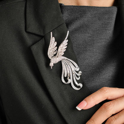 Vintage Bird of Paradise Diamond Brooch
