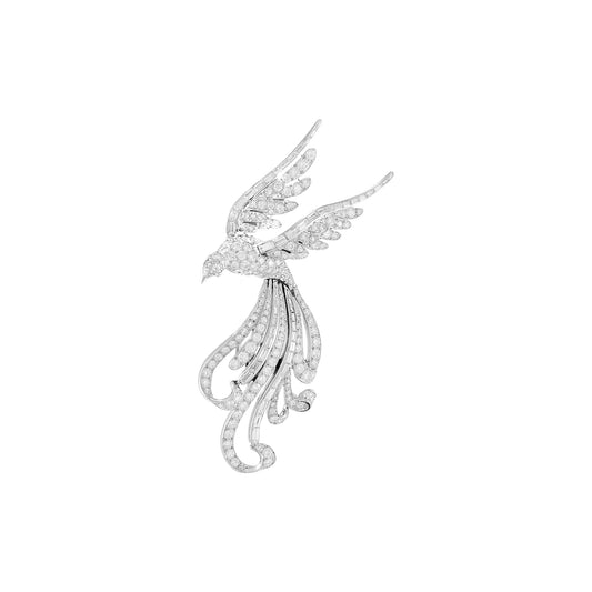 Vintage Bird of Paradise Diamond Brooch