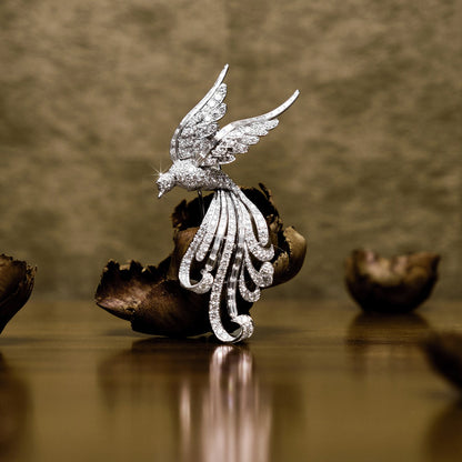 Vintage Bird of Paradise Diamond Brooch