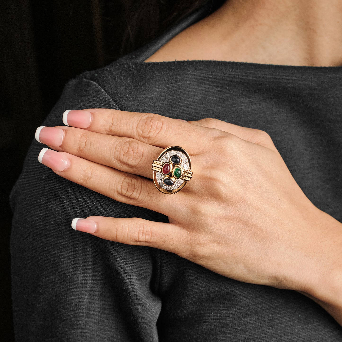 David Webb Multi Colour Gemstone Ring