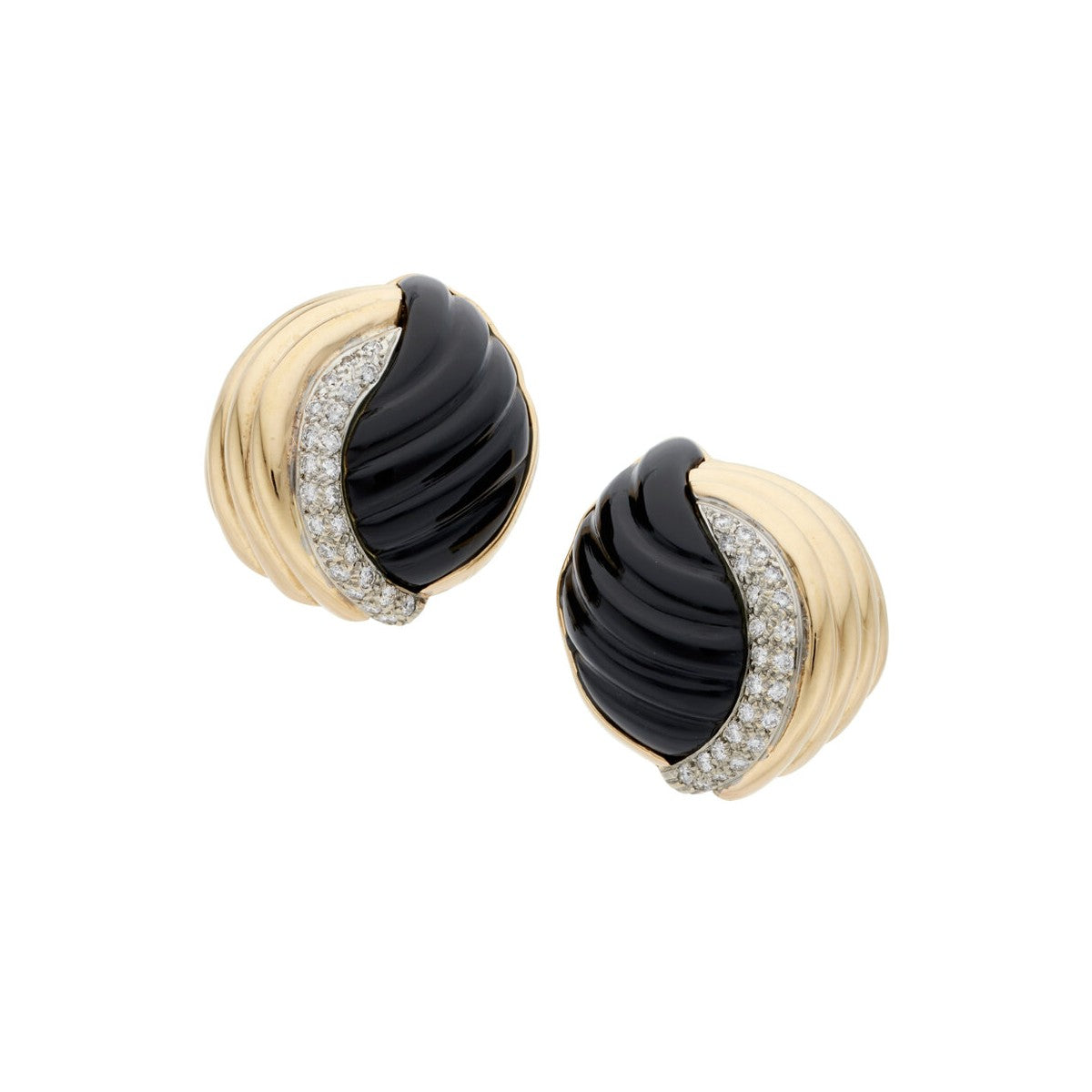 Vintage Black Onyx and Diamonds Earrings