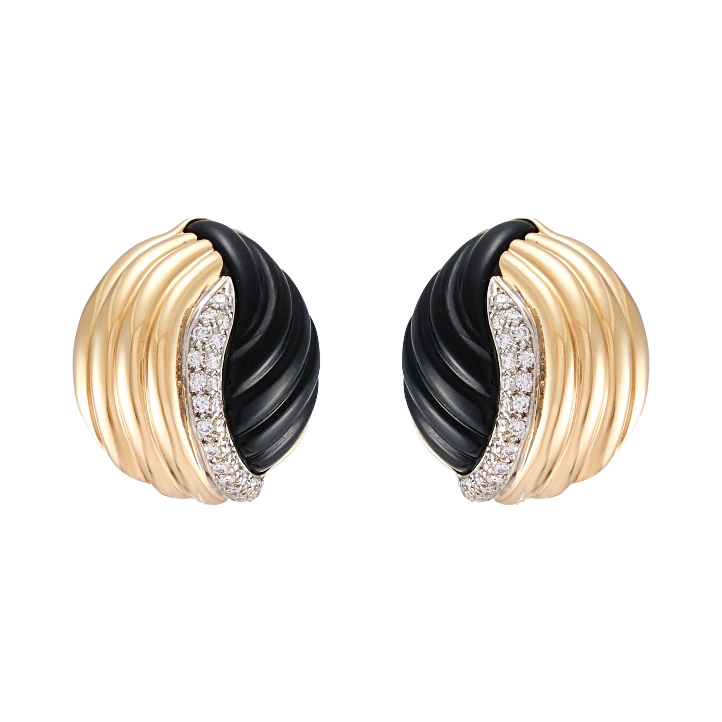 Vintage Black Onyx and Diamonds Earrings