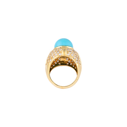 Vintage Blue Hardstone and Diamond Ring