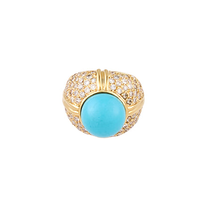 Vintage Blue Hardstone and Diamond Ring